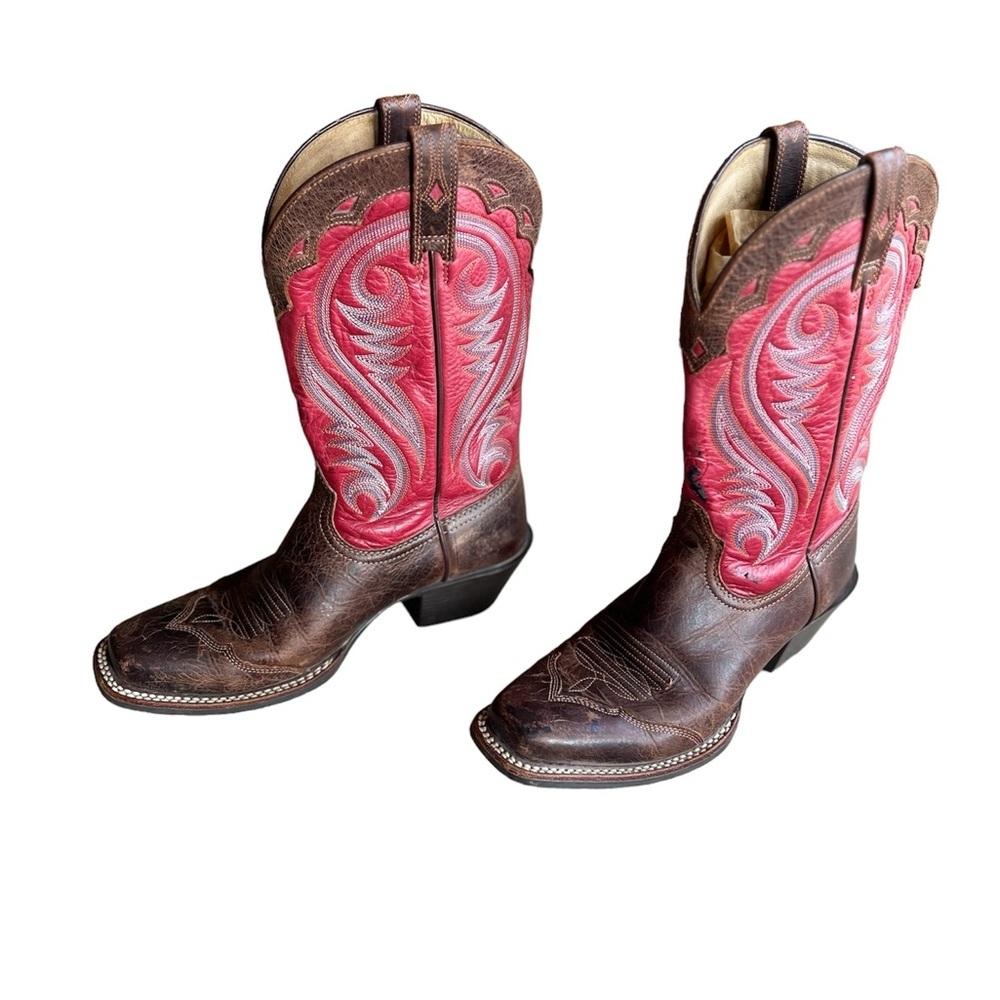 Ariat Red Brown Snip Toe Boots Women Euro size 36 Preloved